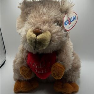 Beige Plush Bear with Red Heart